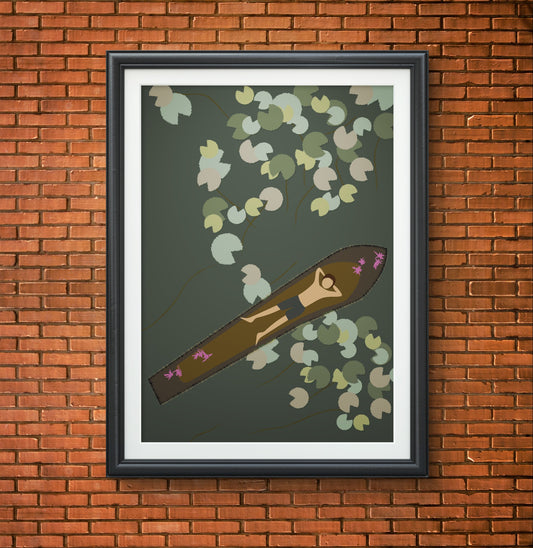 "Floating Reverie: Resting Amidst the Lotus" Art Print